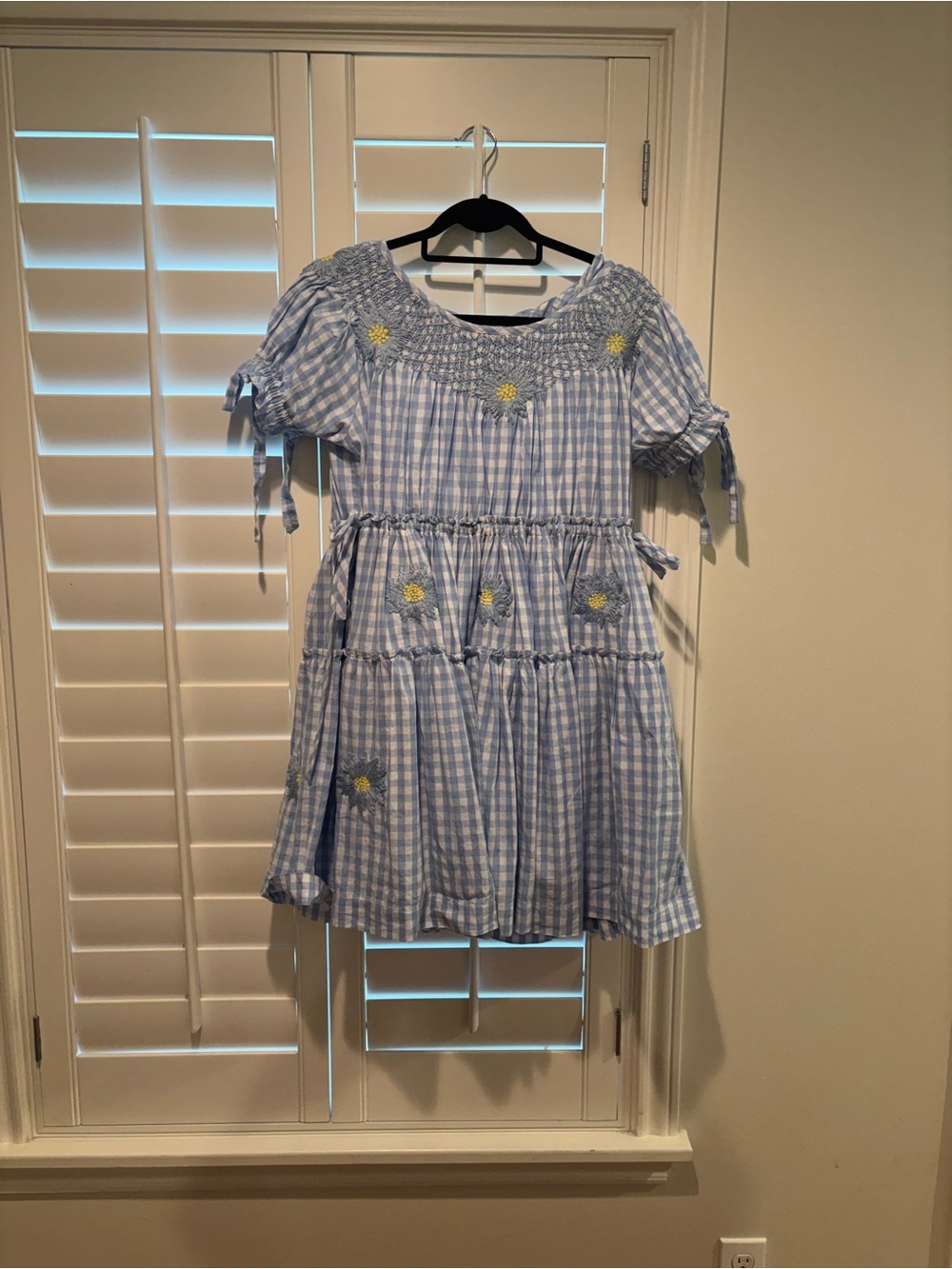 Blue Gingham Daisy Embroidered Dress - Brand